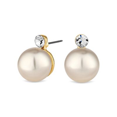 Designer Cream large pearl and crystal stud earring